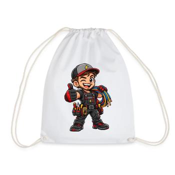 Elektriker Kawaii Style – Süßes Handwerkermotiv - Turnbeutel - Weiß - Vorne
