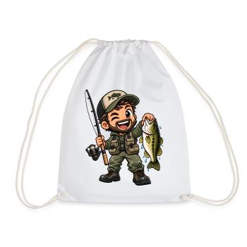Angler Kawaii Style – Süßes Angelmotiv - Turnbeutel - Weiß - Vorne
