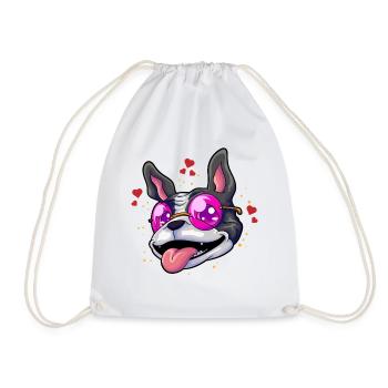 Boston Terrier Brille Humor - Turnbeutel - Weiß - Vorne