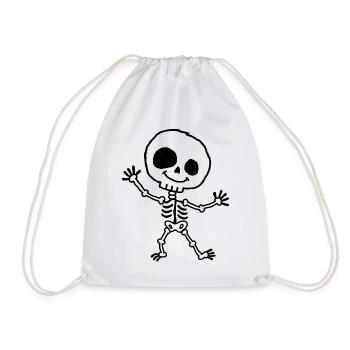 Fröhliches Halloween-Skelett im Kinder-Kritzelstil - Turnbeutel - Weiß - Vorne