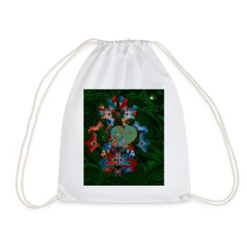 Märchenhaftes Design mit Herz und Blüten  - Turnbeutel - Weiß - Vorne