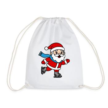 Niedliche Kawaii-Weihnachtsmann-Eislauf-Weihnachten - Turnbeutel - Weiß - Vorne