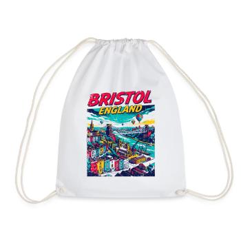 Retro Bristol England City Skyline Travel - Turnbeutel - Weiß - Vorne