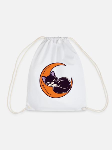 Mondschlaf Katze auf der Sichel - Turnbeutel - Weiß