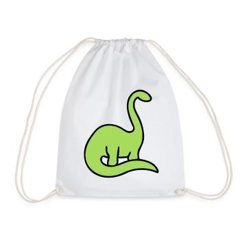 Lime Dino Silhouette auf Schwarz - Turnbeutel - Weiß - Vorne