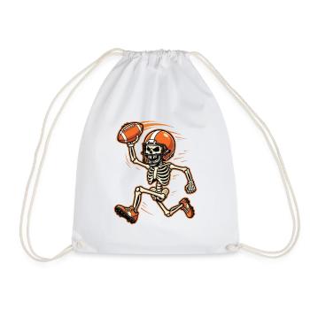 Skeleton-Footballspieler – Fan am Halloween-Spieltag - Turnbeutel - Weiß - Vorne