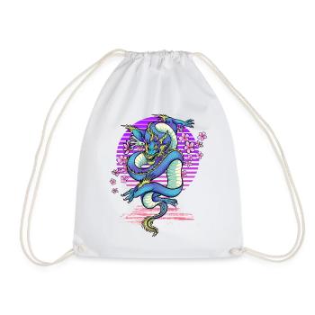 Drache Kirschblüten Fantasy - Turnbeutel - Weiß - Vorne