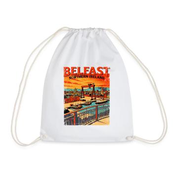 Belfast Northern Ireland Retro City Skyline - Turnbeutel - Weiß - Vorne