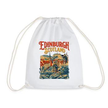 Vintage Edinburgh Scotland Cityscape With - Turnbeutel - Weiß - Vorne