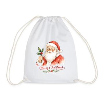 Aquarell Weihnachtsmann mit Stechpalme - Turnbeutel - Weiß - Vorne