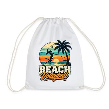 Beachvolleyball Sunset – Retro Beach Vibes - Turnbeutel - Weiß - Vorne