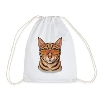 Bengalkatze mit Sonnenbrille lässig - Turnbeutel - Weiß - Vorne