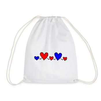 Family 3 Children Parents 2 Daughters 1 Son Heart - Drawstring Bag - white - Front