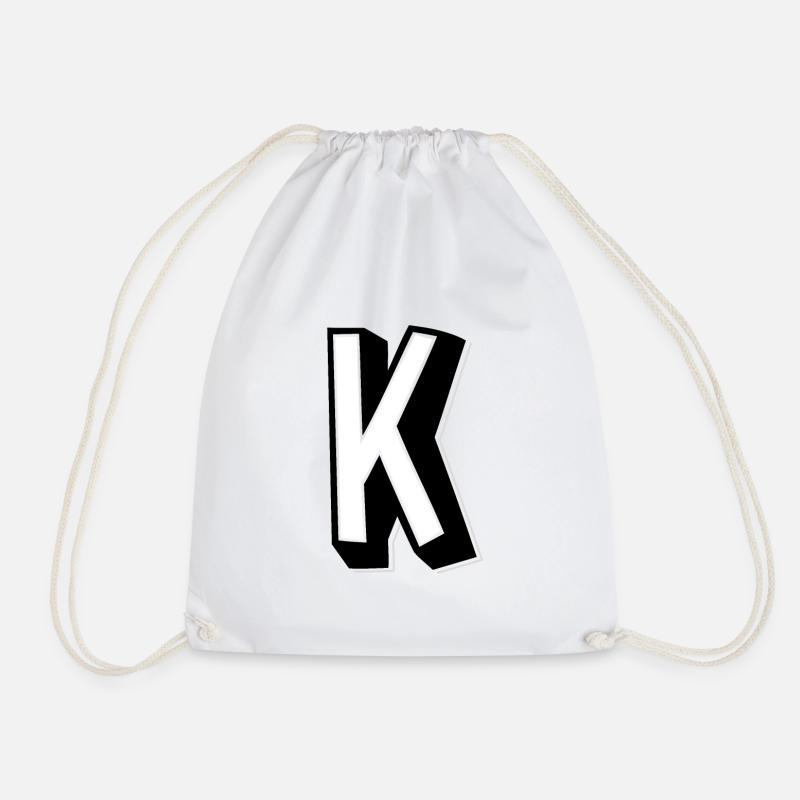 Letter K - Alphabet K - Drawstring Bag - white