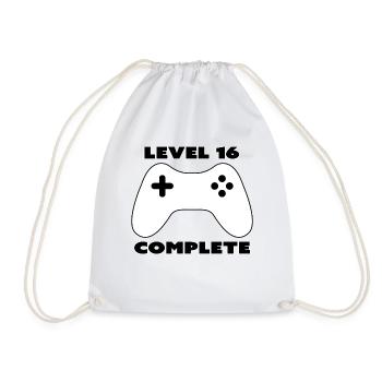 Level 16 Komplett - Spielergeschenk - Gamepad - Turnbeutel - Weiß - Vorne