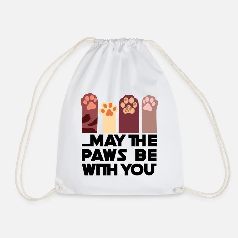 May the Paws be with you - Drawstring Bag - white