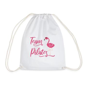 Team Pilates Shirt Flamingo Gift Yoga Sport - Drawstring Bag - white - Front