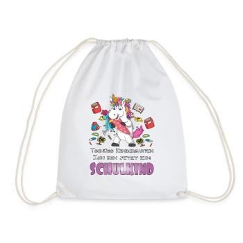 Schulkind Einhorn Einschulung Schultüte Geschenk - Turnbeutel - Weiß - Vorne