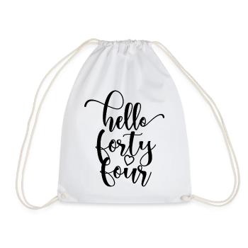 Hello Forty Four Cute 44 Years Old Birthday - Drawstring Bag - white - Front