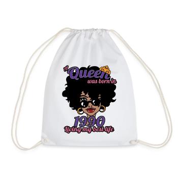 A Queen Was Born In 1990 - 32 Years Old Birthday - Drawstring Bag - white - Front