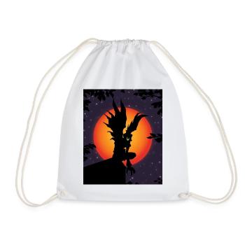Scary Death Monster Creepy Moon Halloween Costume - Drawstring Bag - white - Front