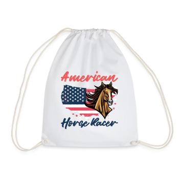 Horse Racing - Reiter Tshirt American Horse Rider - Turnbeutel - Weiß - Vorne