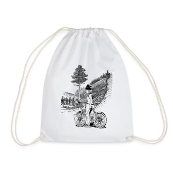 Adventure shirt for mountain bikers: freedom & style - Drawstring Bag - white - Front