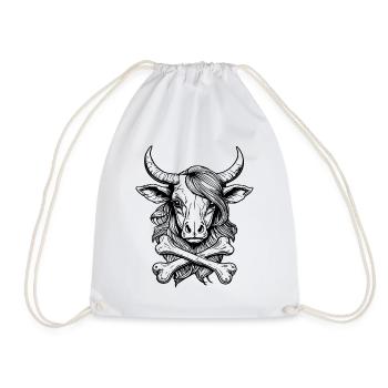 Aktivistinnen-Shirt: Symbolischer Rinder-Totenkopf - Turnbeutel - Weiß - Vorne