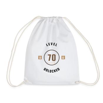 70th Birthday Level seventy unlocked, gift - Drawstring Bag - white - Front