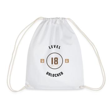 18th Birthday Level eighteen unlocked, gift - Drawstring Bag - white - Front