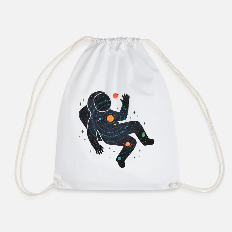 Astronaut Space Graphic - Drawstring Bag - white