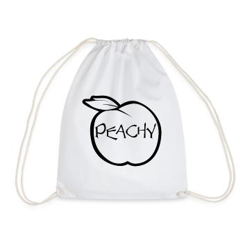 Peachy das sommerliche Girly T-Shirt mit Pfirsich - Turnbeutel - Weiß - Vorne