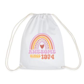 Great since 1974 Retro Vintage Birthday - Drawstring Bag - white - Front