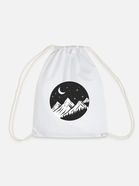 logo de montagne, logo rond, nuit étoilée - Sac de sport léger - blanc
