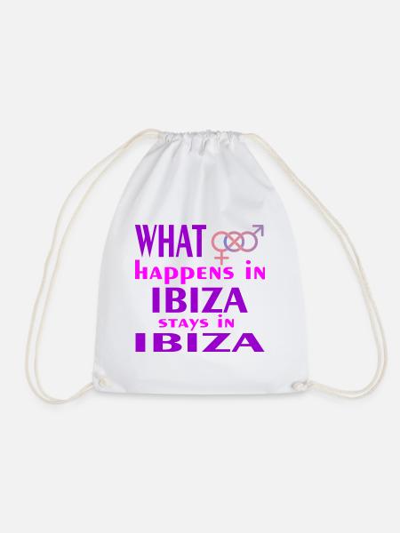 What happes in Ibiza stays in Ibiza - Drawstring Bag - white