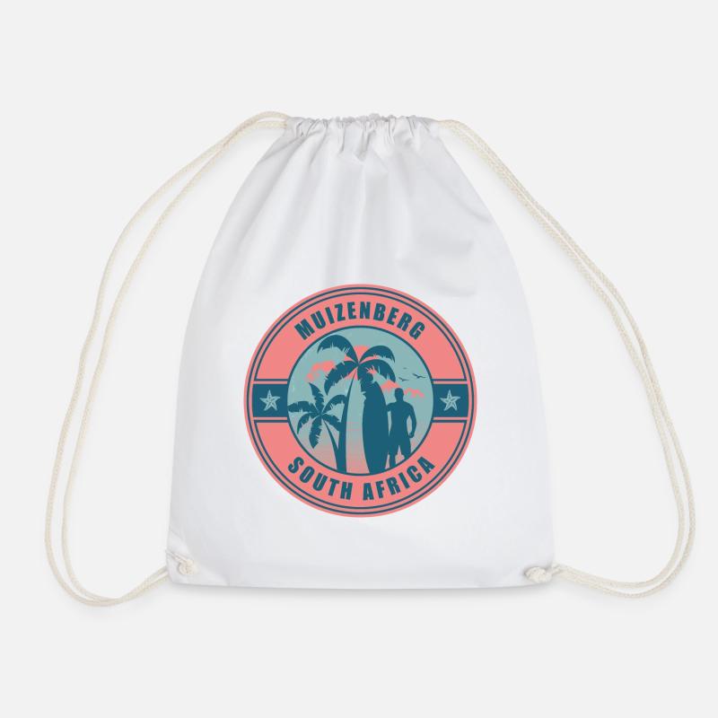 Muizenberg South Africa Summer Surf Design - Drawstring Bag - white