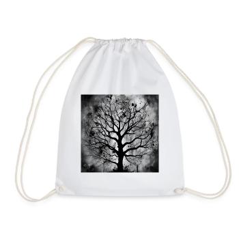Tree ink black - Drawstring Bag - white - Front
