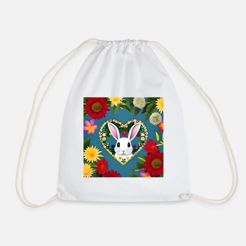 Heart with Easter - Drawstring Bag - white