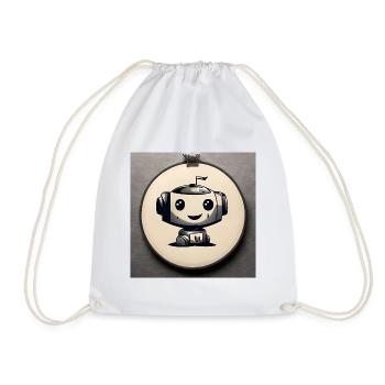 Cute Robot Drawing - Drawstring Bag - white - Front