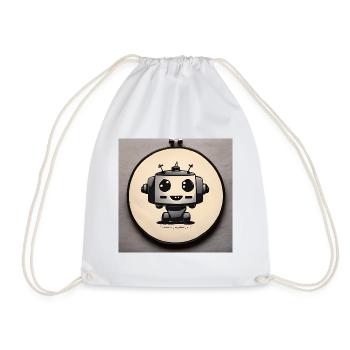 Little cute robot motif - Drawstring Bag - white - Front
