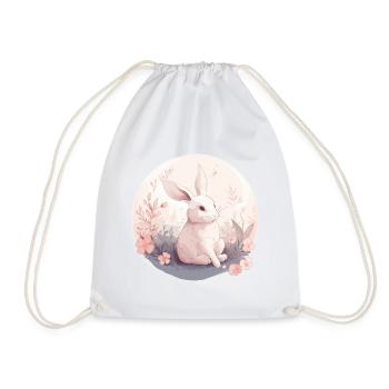 Rabbit Bunny Cute Art - Drawstring Bag - white - Front