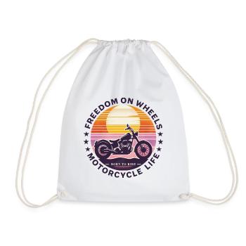 Retro Sunset Biker Spirit Tee - Drawstring Bag - white - Front