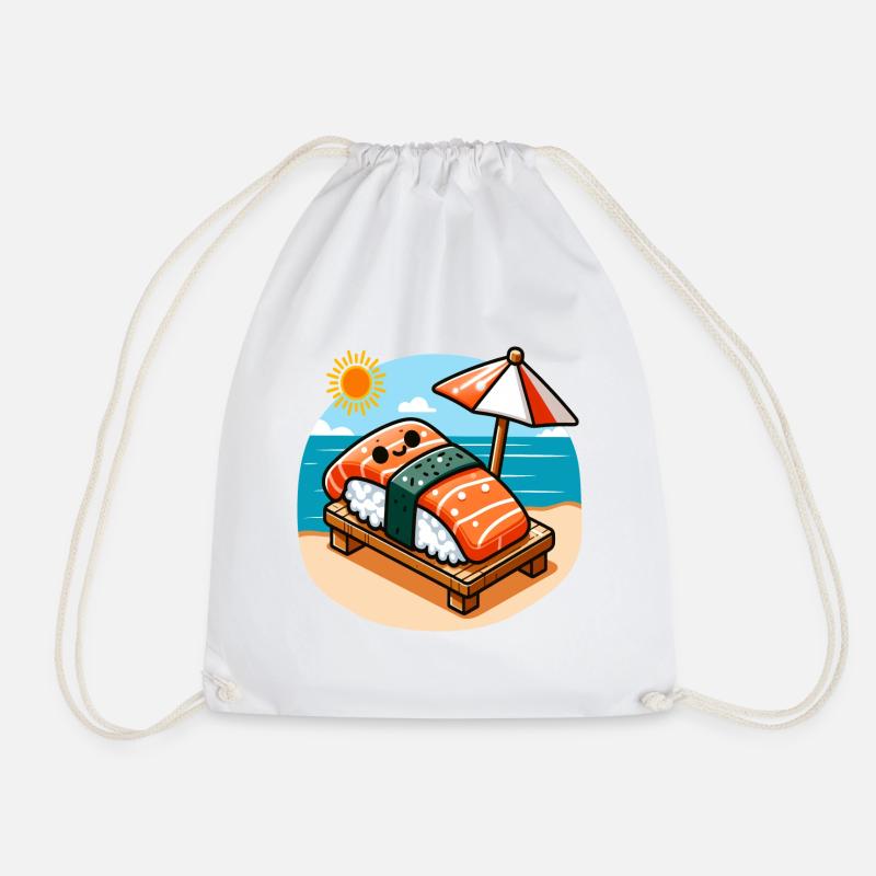 Sushi Summer Funny - Drawstring Bag - white
