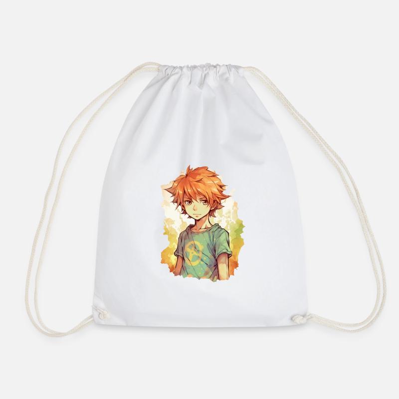 Anime Boy - Drawstring Bag - white