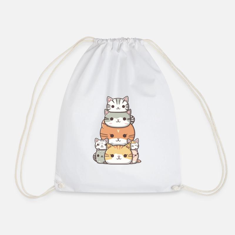 Katze - Kawaii Style - Turnbeutel - Weiß
