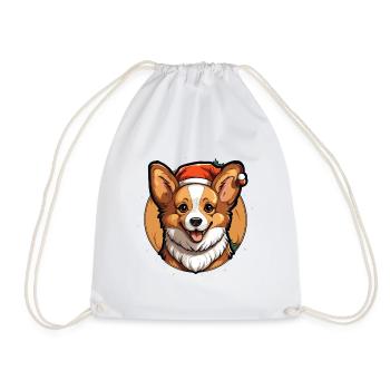 Design de Noël de chien - Style Kawaii - Sac de sport léger - blanc - Devant