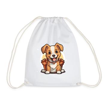 Design de Noël de chien - Style Kawaii - Sac de sport léger - blanc - Devant