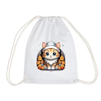 Design de Noël de chat - Style Kawaii - Sac de sport léger - blanc - Devant