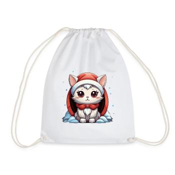 Design de Noël de chat - Style Kawaii - Sac de sport léger - blanc - Devant