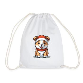 Design de Noël de chien - Style Kawaii - Sac de sport léger - blanc - Devant